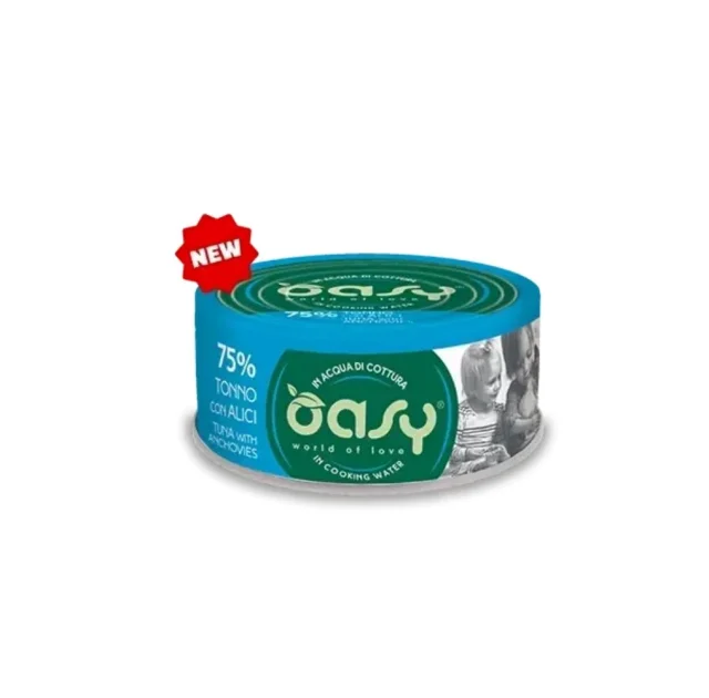 Вологий корм Oasy Cat Wet More Love для дорослих котів, тунець з анчоусами, 70 г