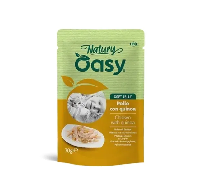 Вологий корм Oasy Cat Wet Natury для дорослих котів, курка з кіноа, 70 г