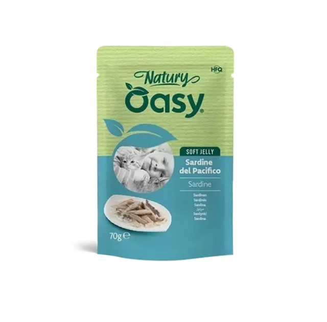Вологий корм Oasy Cat Wet Natury для дорослих котів, середземноморська сардинела, 70 г