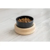 Миска PetJoy для собак та котів, на підставці, біло-чорна, 0.25 л, 13×13×7 см