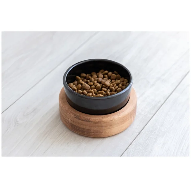 Миска PetJoy для собак та котів, на підставці, коричнево-чорна, 0.25 л, 13×13×7 см