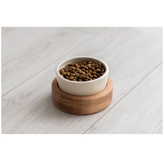 Миска PetJoy для собак та котів, на підставці, коричнево-бежева, 0.25 л, 13×13×7 см