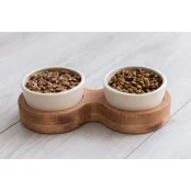 Миски PetJoy для собак та котів, на підставці, коричнево-бежеві, 2×0.25 л, 27×13×7 см