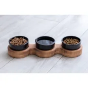 Миски PetJoy для собак та котів, на підставці, коричнево-чорні, 3×0.25 л, 43×13×7 см