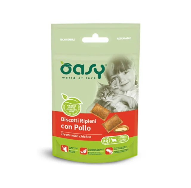 Лакомство Oasy Cat Treats для кошек всех возрастов, курица, 60 г