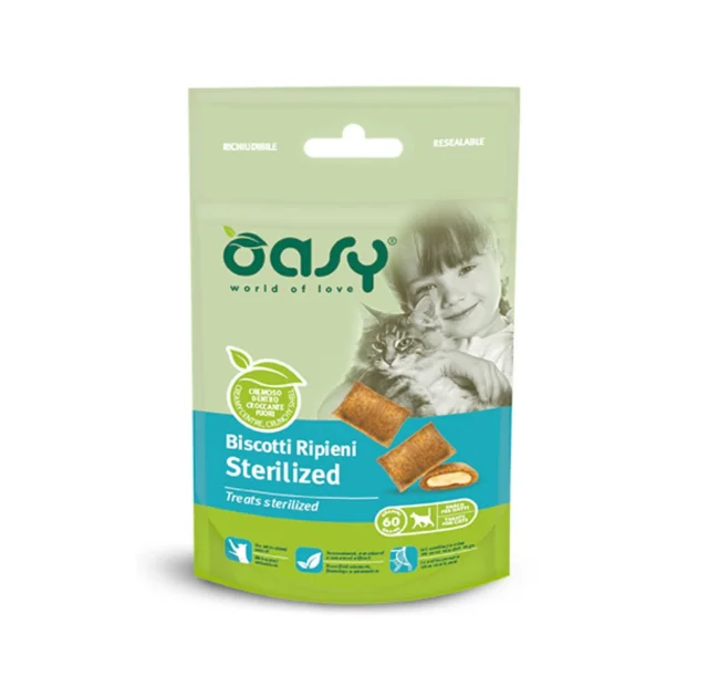 Лакомство Oasy Cat Treats для стерилизованных кошек, курица, 60 г