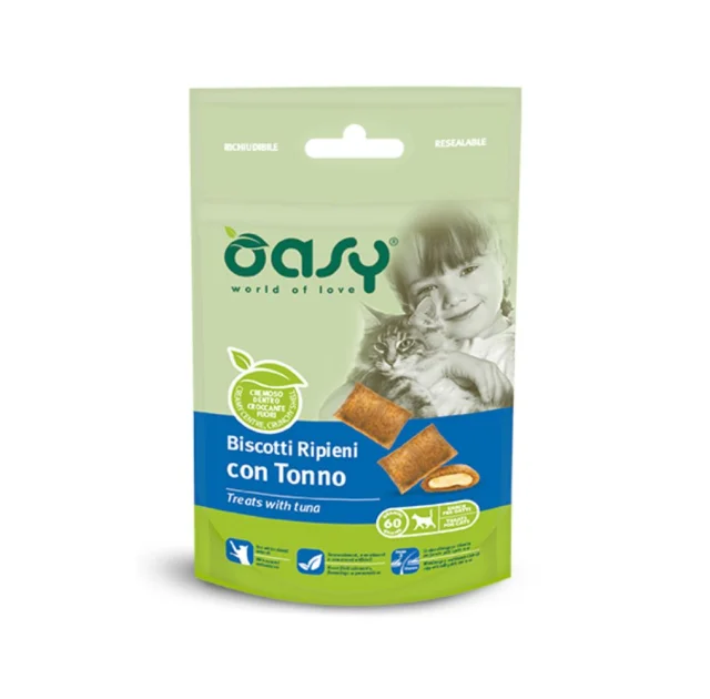 Лакомство Oasy Cat Treats для кошек всех возрастов, тунец, 60 г