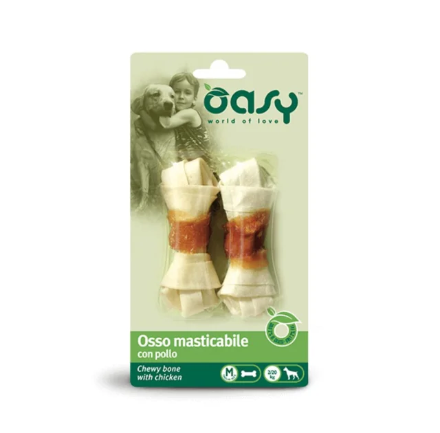 Ласощі Oasy Dog Chewy Bone M для дорослих собак середніх порід, курка, 56 г