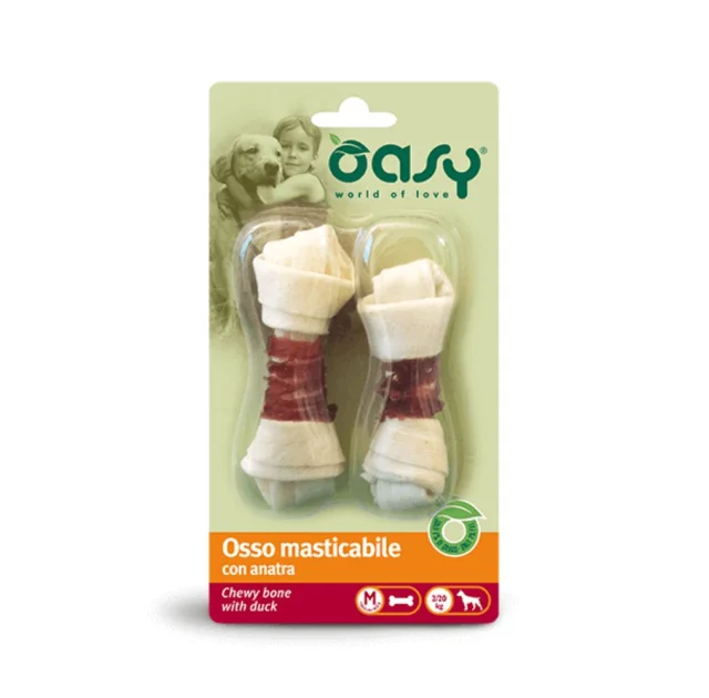 Ласощі Oasy Dog Chewy Bone M для дорослих собак середніх порід, качка, 54 г