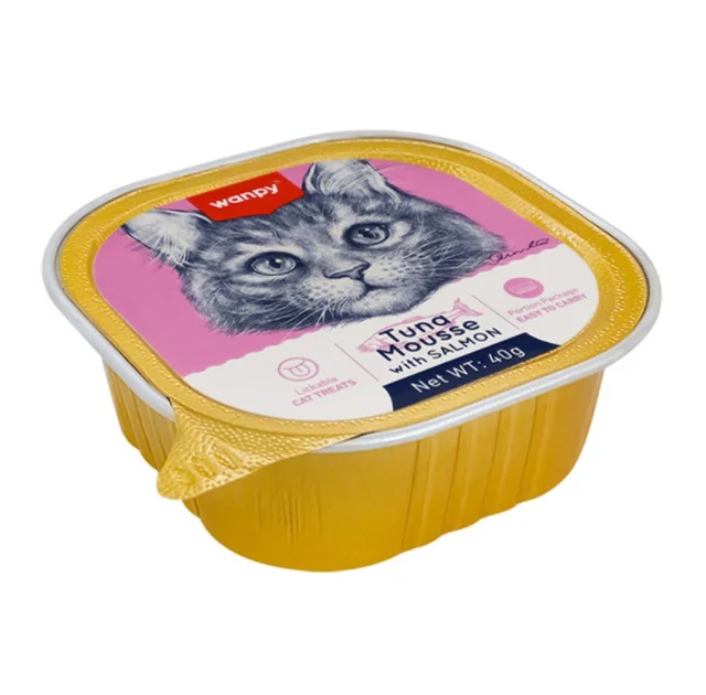 Влажный корм Wanpy Tuna & Chicken для котов, тунец с лососем, мусс, 40 г