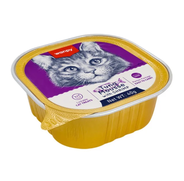 Влажный корм Wanpy Tuna & Chicken для котов, тунец с креветками, мусс, 40 г
