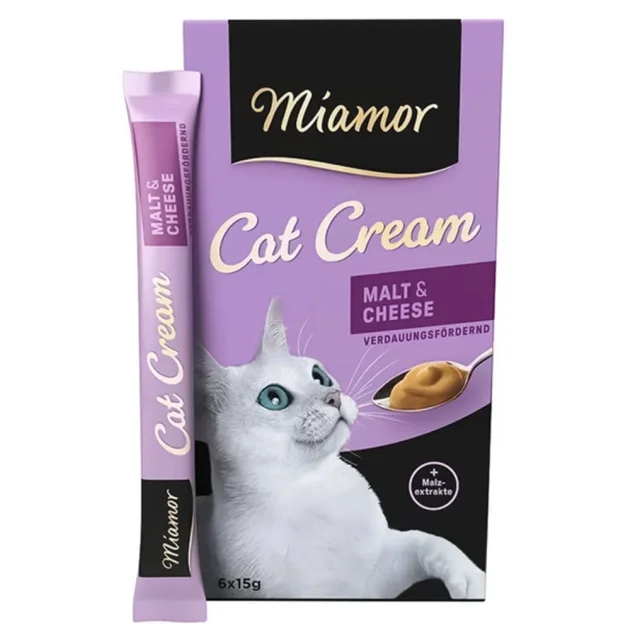 Лакомство Miamor Cream Malt & Cheese для кошек, мальт с сыром, 6 × 15 г
