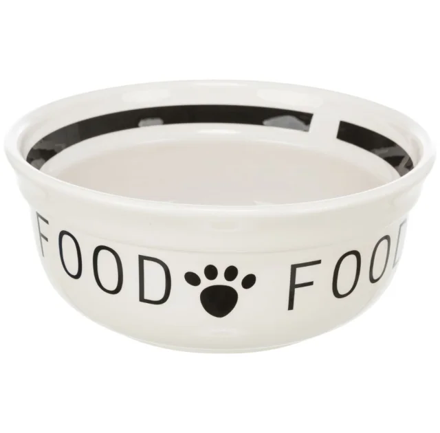 Миска Trixie "Food" для собак та котів, кераміка, 2.6 л, 25 см, білий/чорний