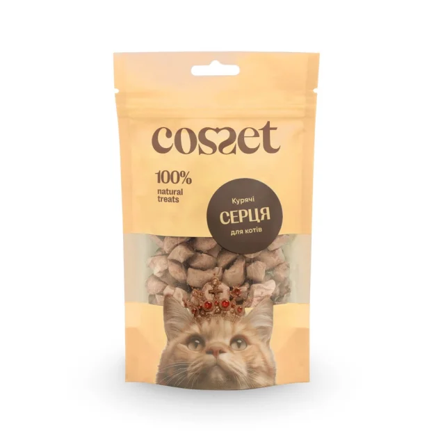 Лакомства Cosset для кошек, лиофилизированные куриные сердца, 40 г