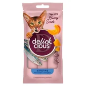 Лакомства Delickcious для кошек, кремовые с сардиной и тыквой, дополнительный корм, 0.12 кг