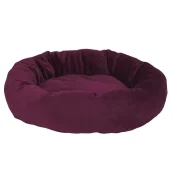 Лежак-пончик AnimAll Luna для кошек и собак, бордовый, размер М, 65×65×20 см