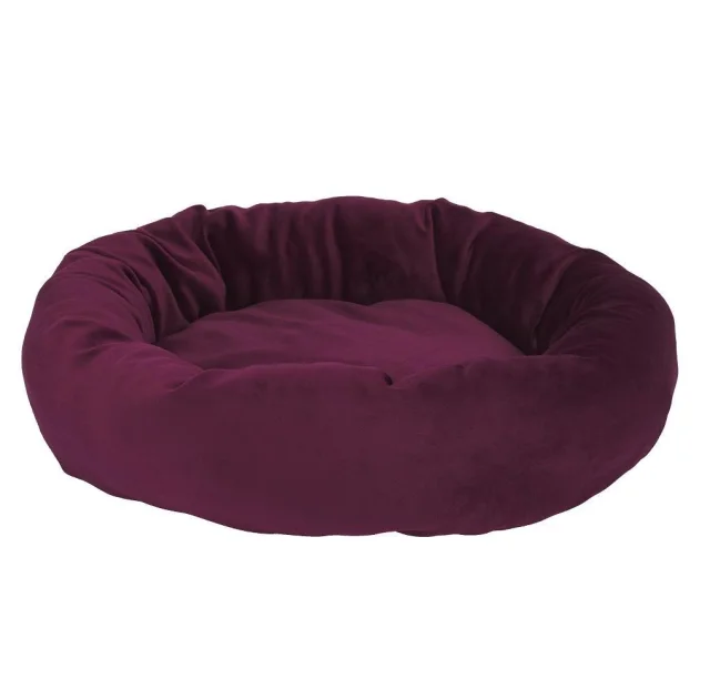 Лежак-пончик AnimAll Luna для кошек и собак, бордовый, размер М, 65×65×20 см