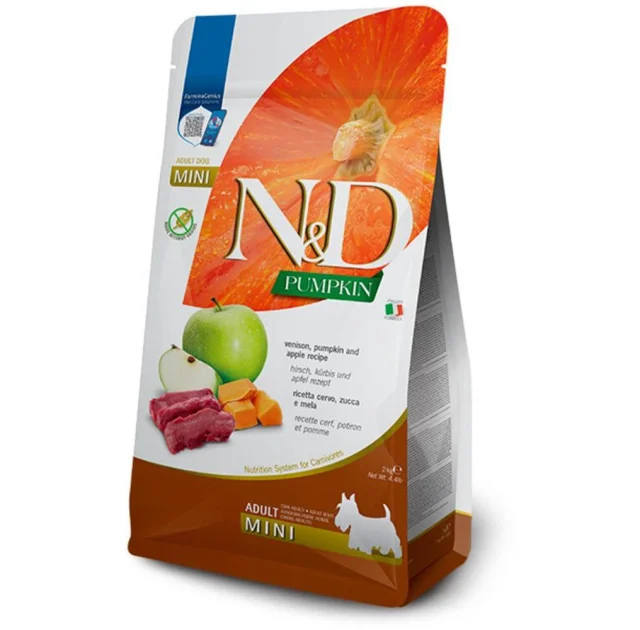 Беззерновий сухий корм Farmina N&D Grain Free Pumpkin Adult Mini для дорослих собак малих порід, з олениною та яблуком, 2 кг