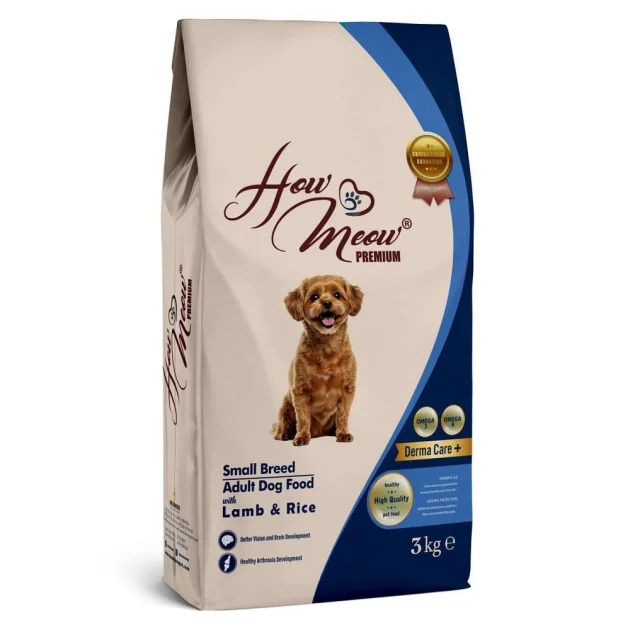 Сухий корм How Meow Dog Adult Mini для дорослих собак, з ягням та рисом, 3 кг