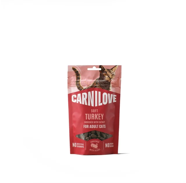 Ласощі Carnilove Soft Snack Turkey with Catnip для котів, м'які, індичка та котяча м'ята, 50 г