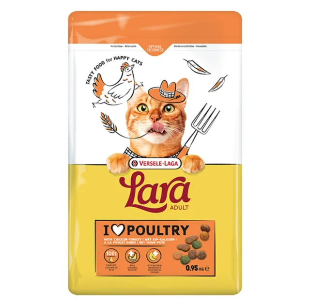 Сухий корм Lara Adult with Chicken & Turkey для дорослих котів, курка з індичкою, 950 г
