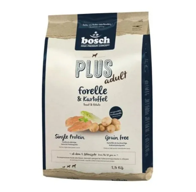 Сухий корм Bosch Plus Adult Trout & Potato для дорослих собак, форель з картоплею, 2.5 кг