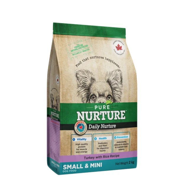 Сухой корм Pure Nurture Daily Power of 3 Turkey with Rice Small & Mini Adult для взрослых собак мелких и миниатюрных пород, с индейкой и рисом, 2 кг