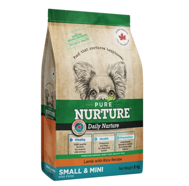 Сухой корм Pure Nurture Daily Power of 3 Lamb with Rice Small & Mini Adult для взрослых собак мелких и миниатюрных пород, с ягненком и рисом, 8 кг