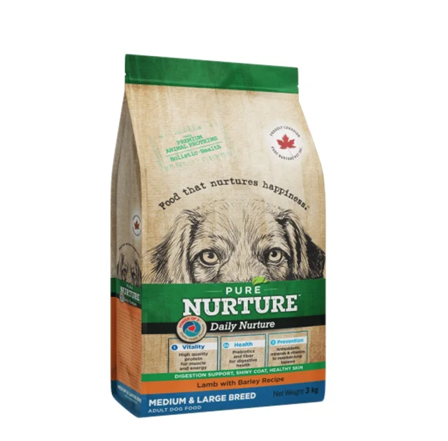 Сухой корм Pure Nurture Daily Power of 3 Lamb with Barley Medium & Large Adult для взрослых собак средних и крупных пород, с ягненком и ячменем, 3 кг