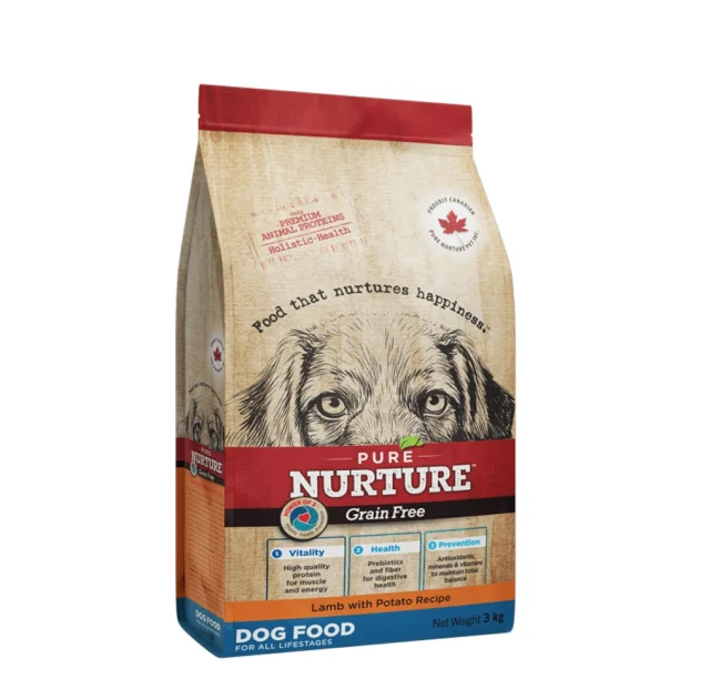 Сухой корм Pure Nurture Grain Free Power of 3 Lamb with Potato All Lifestages Dog для собак всех стадий жизни, с ягненком и картофелем, 3 кг