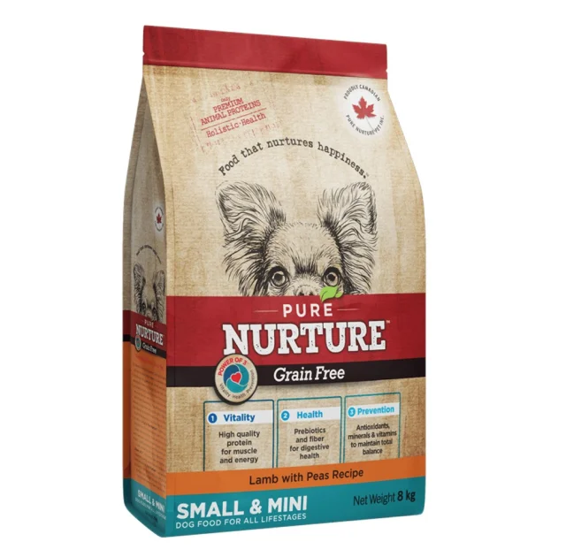Сухой корм Pure Nurture Grain Free Power of 3 Lamb with Peas Small & Mini Adult для собак мелких и миниатюрных пород всех стадий жизни, с ягненком и горохом, 8 кг