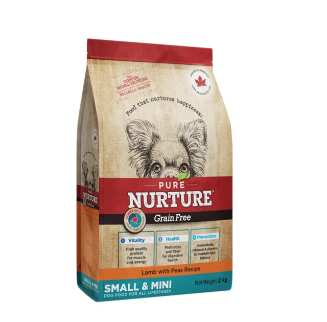 Сухой корм Pure Nurture Grain Free Power of 3 Lamb with Peas Small & Mini Adult для собак мелких и миниатюрных пород всех стадий жизни, с ягненком и горохом, 2 кг