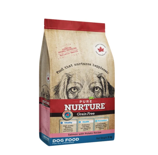 Сухой корм Pure Nurture Grain Free Power of 3 Salmon with Potato All Lifestages Dog для собак всех стадий жизни, с лососем и картофелем, 3 кг