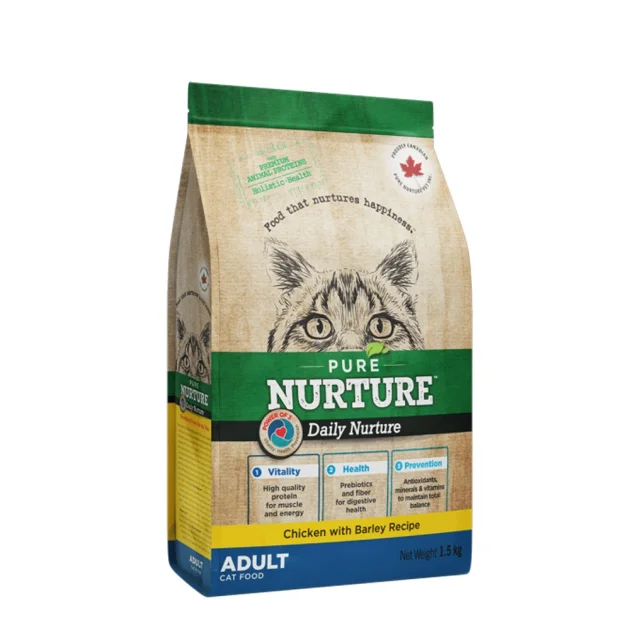Сухий корм Pure Nurture Daily Power of 3 Chicken with Barley Adult Cats для дорослих котів, з куркою та ячменем, 1.5 кг