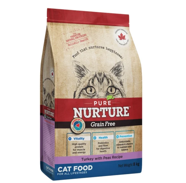 Сухий корм Pure Nurture Grain Free Power of 3 Turkey with Peas All Lifestages Cats для котів на всіх стадіях життя, з індичкою та горохом, 8 кг