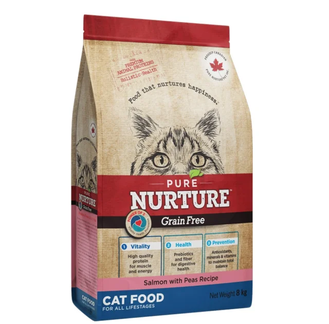 Сухий корм Pure Nurture Grain Free Power of 3 Salmon with Peas All Lifestages Cats для котів на всіх стадіях життя, з лососем та горохом, 8 кг
