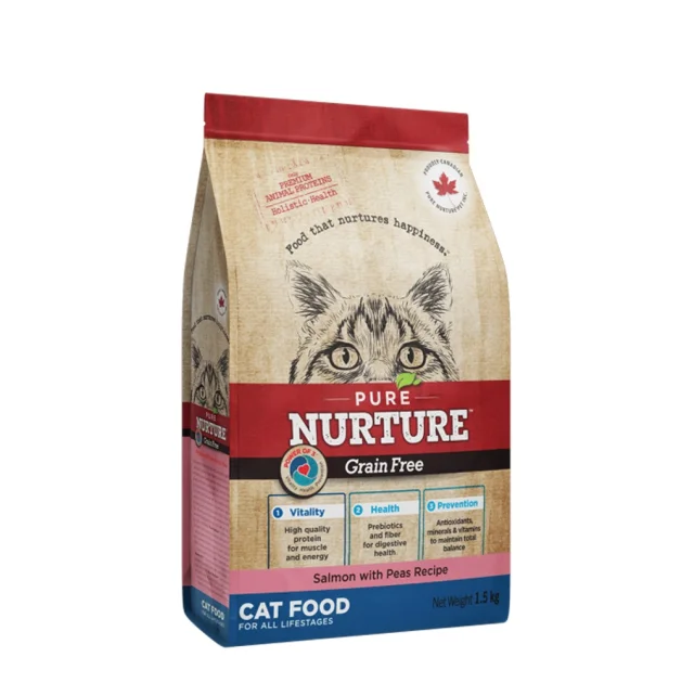 Сухий корм Pure Nurture Grain Free Power of 3 Salmon with Peas All Lifestages Cats для котів на всіх стадіях життя, з лососем та горохом, 1.5 кг