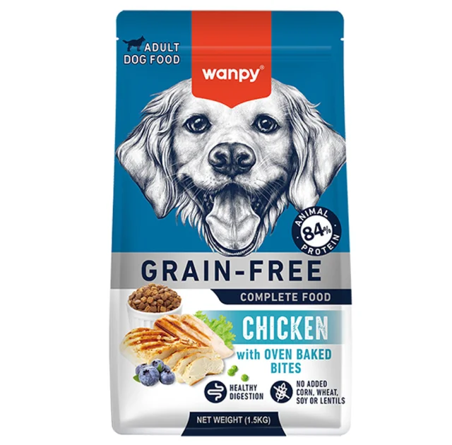Беззерновой сухой корм Wanpy Adult Dog Grain Free Chicken для взрослых собак, курица, 1.5 кг