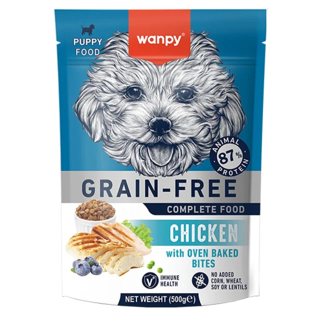Беззерновой сухой корм Wanpy Puppy Grain Free Chicken для щенков, курица, 500 г