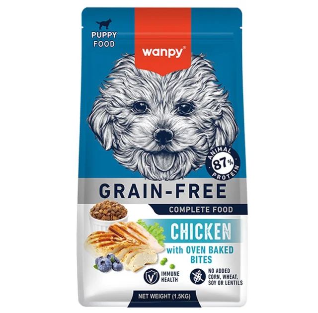 Беззерновой сухой корм Wanpy Puppy Grain Free Chicken для щенков, курица, 1.5 кг