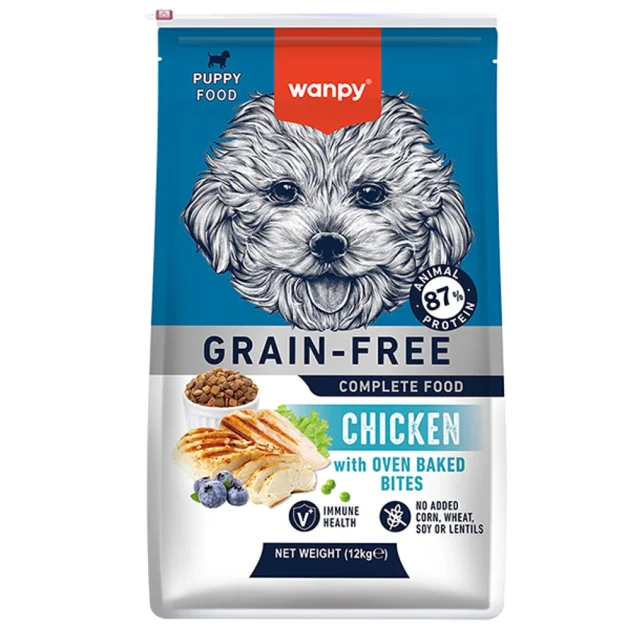 Беззерновой сухой корм Wanpy Puppy Grain Free Chicken для щенков, курица, 12 кг