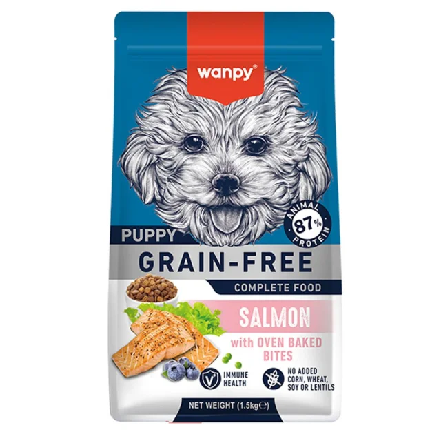 Беззерновой сухой корм Wanpy Puppy Grain Free Salmon для щенков, лосось, 1.5 кг