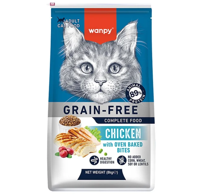 Беззерновой сухой корм Wanpy Adult Cat Grain Free Chicken для взрослых кошек, курица, 8 кг