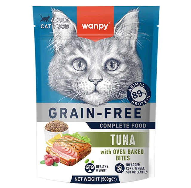 Беззерновой сухой корм Wanpy Adult Cat Grain Free Tuna для взрослых кошек, тунец, 500 г
