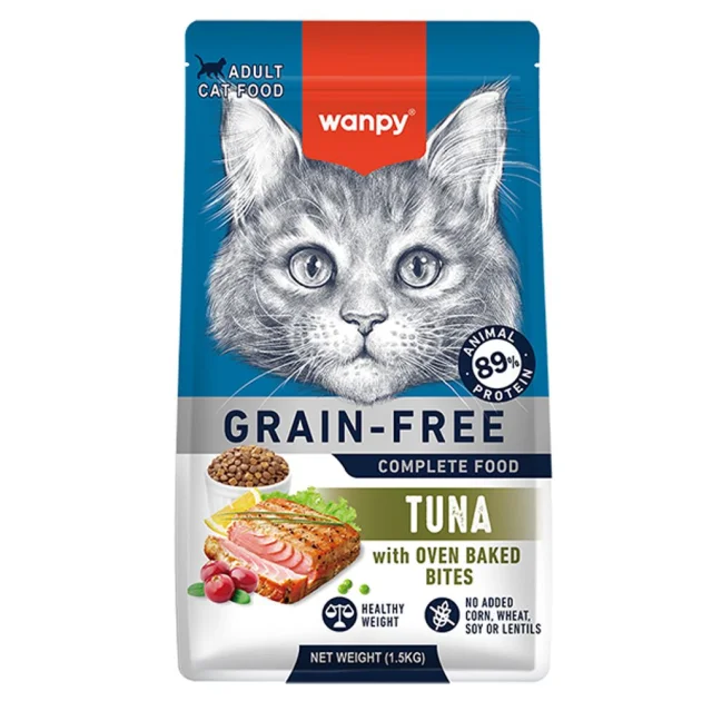 Беззерновой сухой корм Wanpy Adult Cat Grain Free Tuna для взрослых кошек, тунец, 1.5 кг