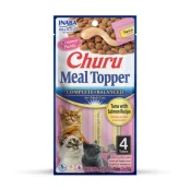 Лакомство Inaba Churu Meal Topper для кошек, кремовый мусс в стиках, с тунцом и лососем, 4×14 г