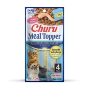 Лакомство Inaba Churu Meal Topper для кошек, кремовый мусс в стиках, с тунцом и морским гребешком, 4×14 г