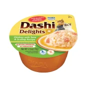 Лакомство Inaba Dashi Delights для кошек, курица с тунцом и морским гребешком, 70 г