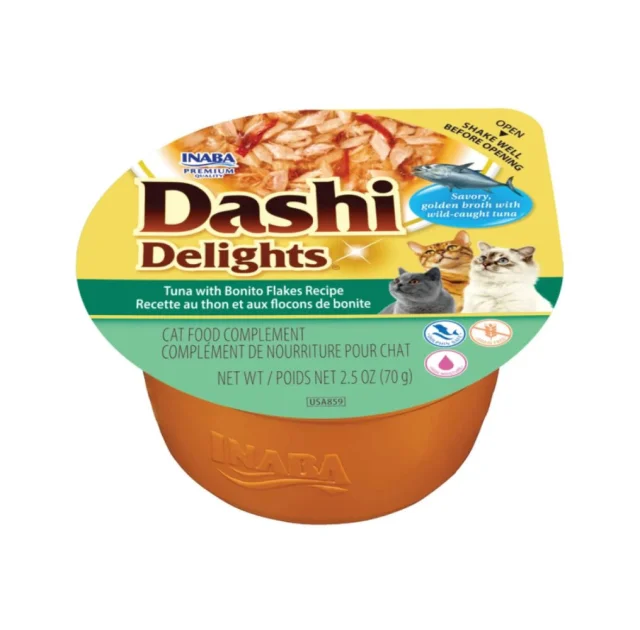 Лакомство Inaba Dashi Delights для кошек, тунец с хлопьями бонито, 70 г