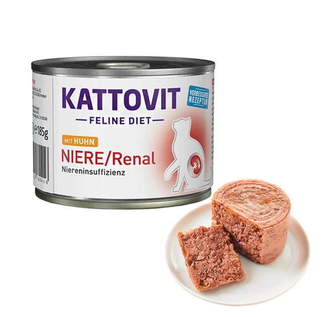 Вологий корм Kattovit Veterinary Niere Renal Chicken для котів із захворюваннями нирок, дієтичний, курка, 0.185 кг